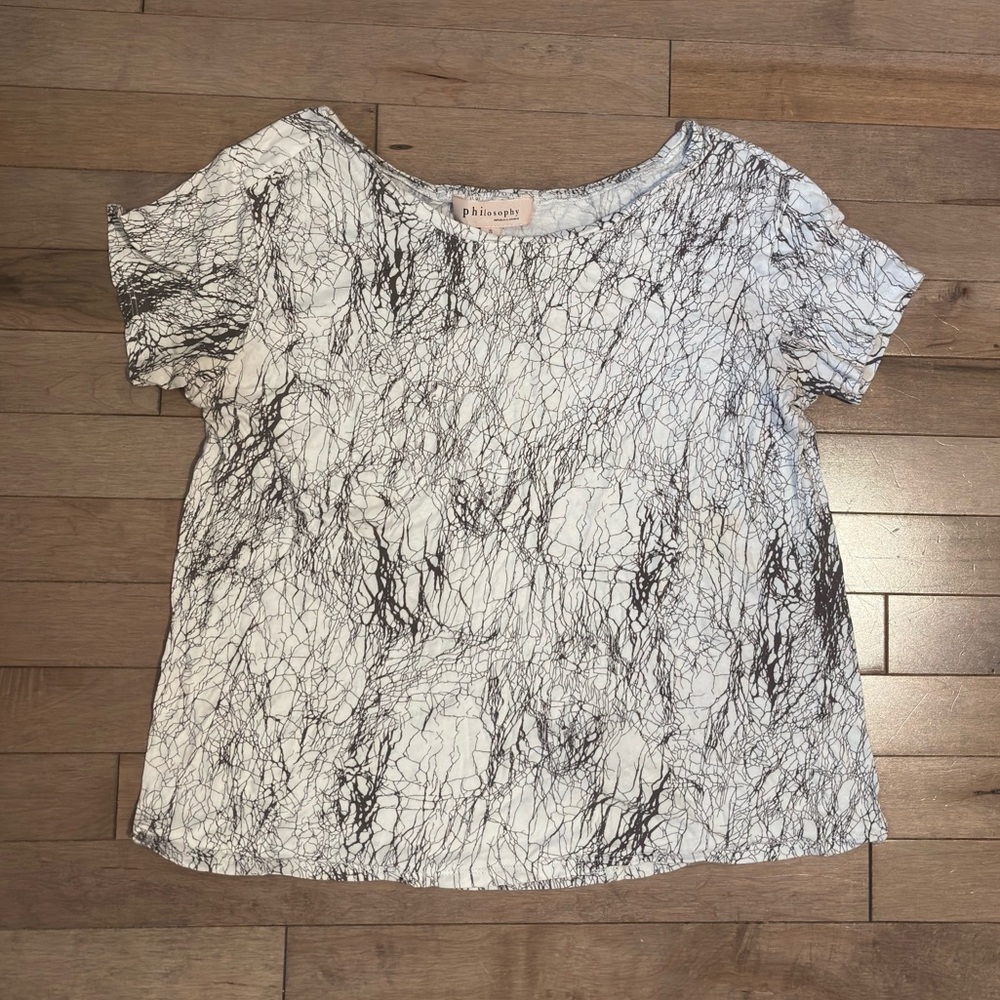 Philosophy by Republic cotton tee shirt short sleeve black and white small